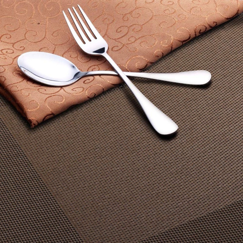homEdge Placemat, 6 PCS of Non-Slip Heat Resistant PVC Place Mats, Washable Vinyl Placemats - Brown - Image 3
